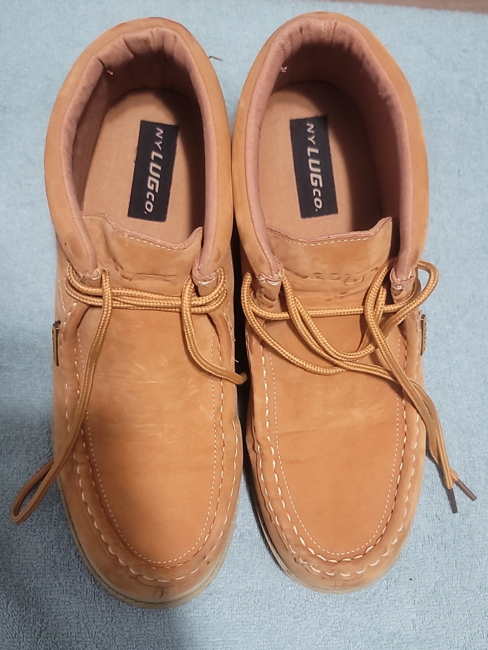 lug Men's Light Brown Leather Moc Toe Boat Shoes